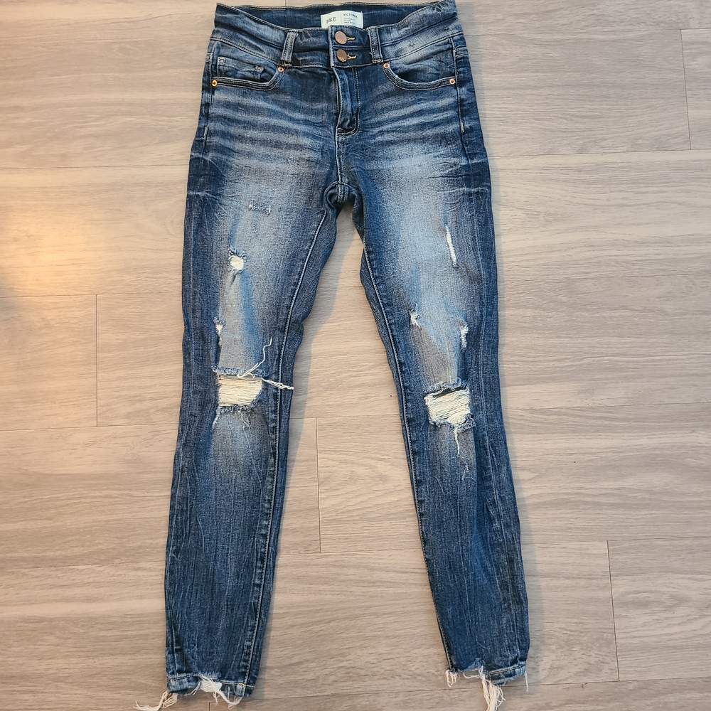 BKE Victoria Womens Tag 25(28×28)Mid Rise Distressed Ankle Skinny Jeans